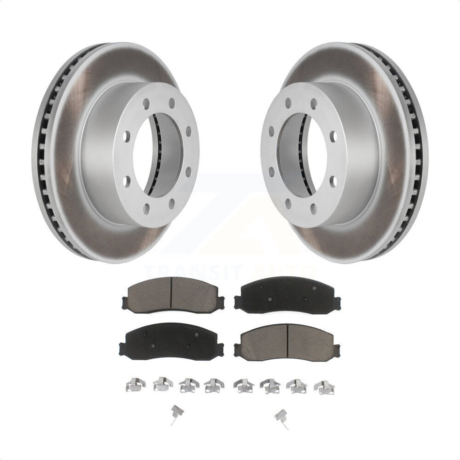 Front Coated Disc Brake Rotors And Ceramic Pads Kit For Ford F-250 Super Duty F-350 With Single Rear Wheels 4WD KGC-100396 by Transit Auto