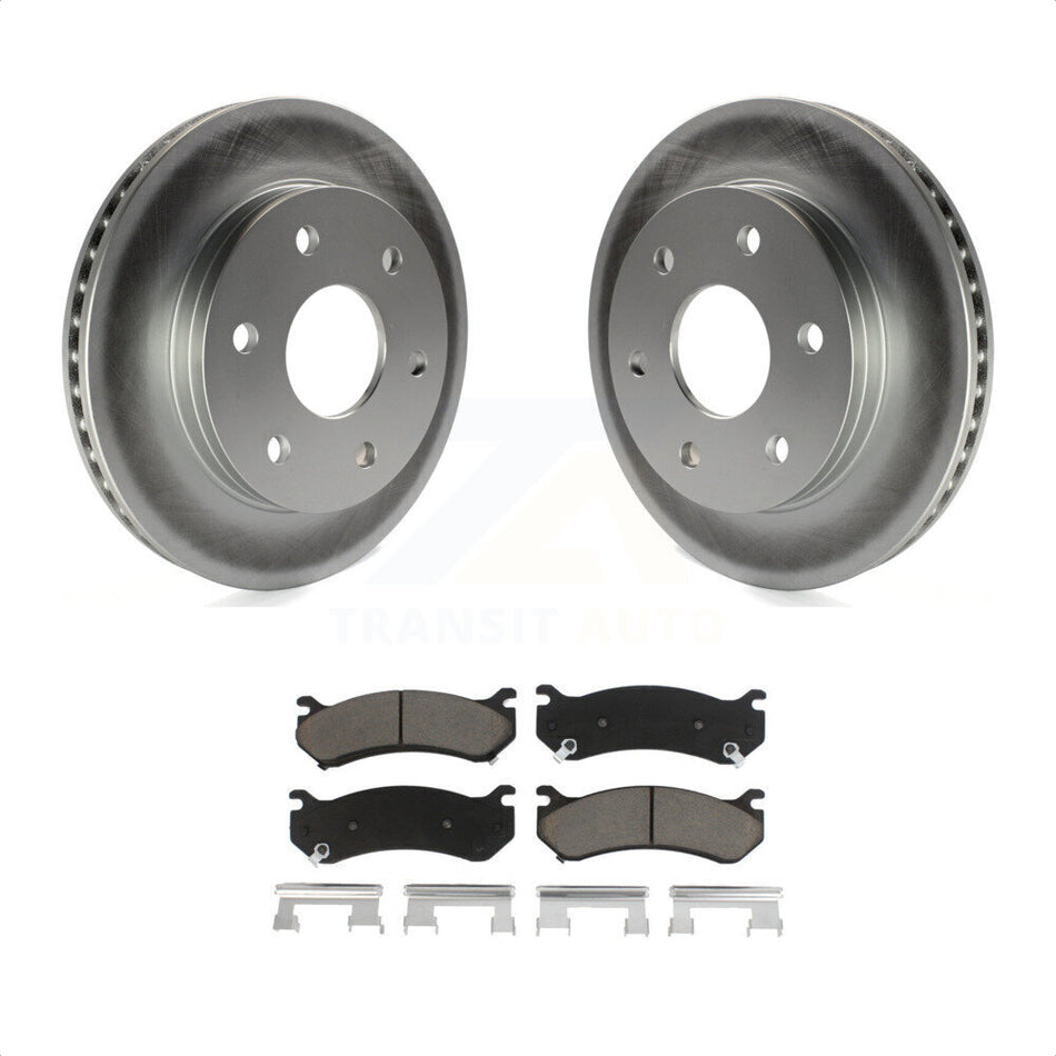 Front Coated Brake Rotor Ceramic Pad Kit For Chevrolet Silverado 1500 GMC Tahoe Sierra Suburban Yukon Avalanche XL Cadillac Classic Escalade Express 2500 Astro ESV EXT Savana KGC-100427 by Transit Auto