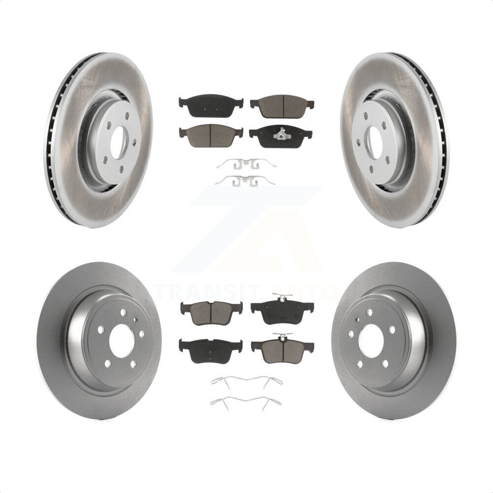 Front Rear Coated Disc Brake Rotors And Ceramic Pads Kit For Lincoln MKC KGC-100738 by Transit Auto