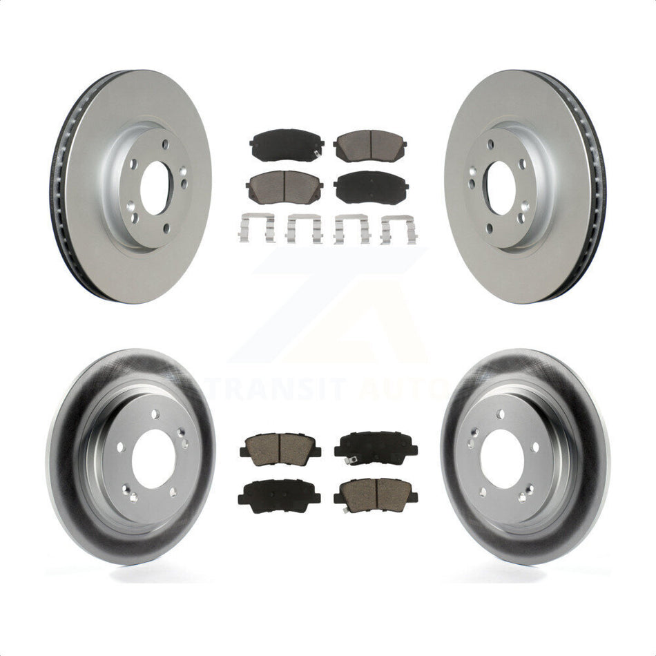 Front Rear Coated Disc Brake Rotors And Ceramic Pads Kit For 2016 Kia Soul EV From Chassis VIN #160921 KGC-100792 by Transit Auto