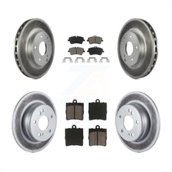 Front Rear Coated Disc Brake Rotors And Ceramic Pads Kit For Mercedes-Benz C230 C240 KGC-100811