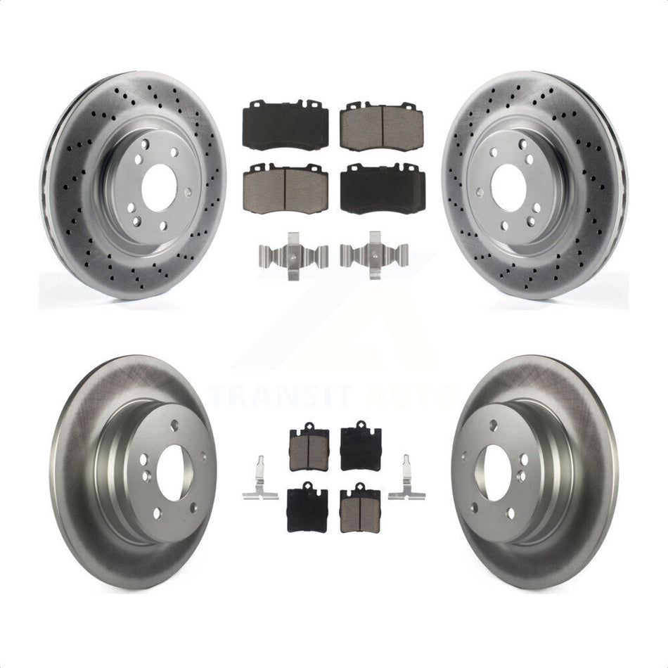 Front Rear Coated Disc Brake Rotors And Ceramic Pads Kit For Mercedes-Benz C230 C320 SLK350 KGC-100813 by Transit Auto