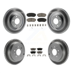 Front Rear Coated Disc Brake Rotors And Ceramic Pads Kit For Ford Edge Lincoln MKX KGC-100838