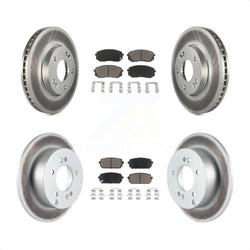 Front Rear Coated Disc Brake Rotors And Ceramic Pads Kit For 2007-2009 Kia Rondo KGC-100963