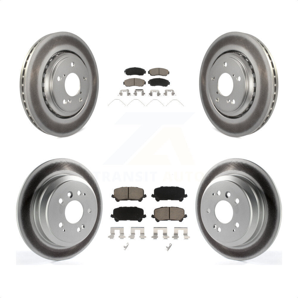 Front Rear Coated Disc Brake Rotors And Ceramic Pads Kit For 2019-2022 Honda Passport KGC-100967 by Transit Auto