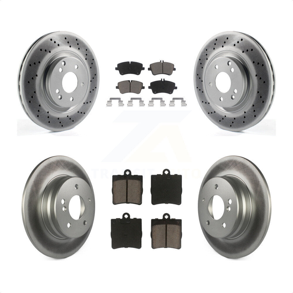 Front Rear Coated Disc Brake Rotors And Ceramic Pads Kit For 2007-2008 Mercedes-Benz SLK280 With Sport Package KGC-100970 by Transit Auto
