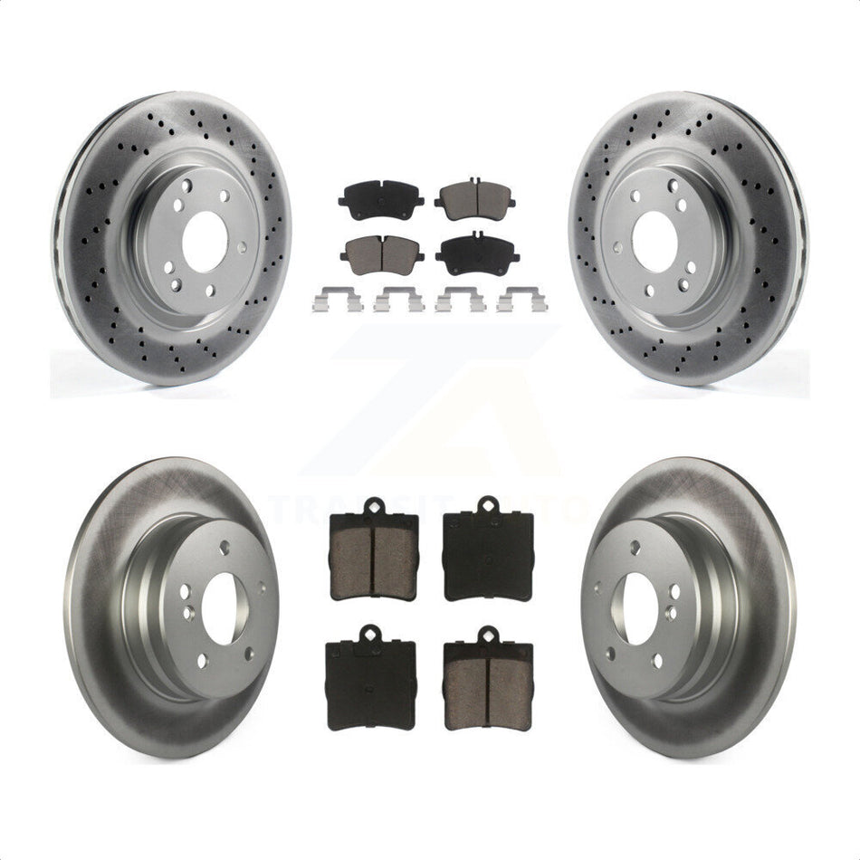 Front Rear Coated Disc Brake Rotors And Ceramic Pads Kit For 2007-2008 Mercedes-Benz SLK280 With Sport Package KGC-100970 by Transit Auto