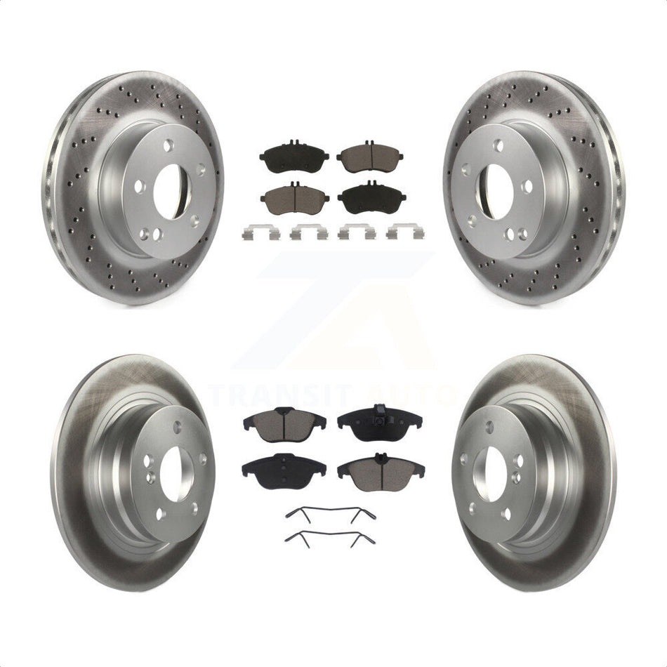 Front Rear Coated Disc Brake Rotors And Ceramic Pads Kit For Mercedes-Benz C300 C250 C230 KGC-101006 by Transit Auto