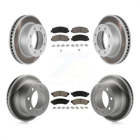 Front Rear Coated Disc Brake Rotors And Ceramic Pads Kit For Ford F-250 Super Duty F-350 With Single Wheels 4WD KGC-101055 by Transit Auto