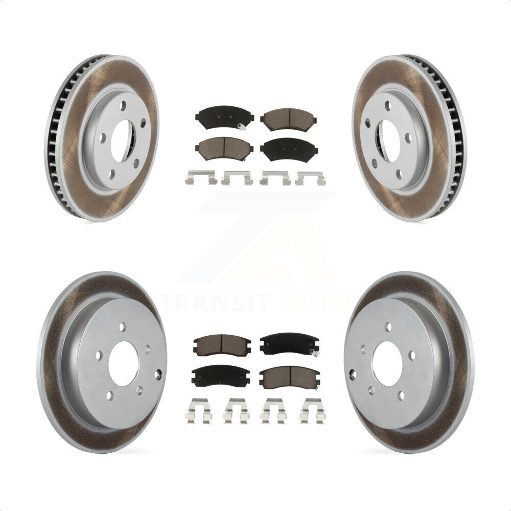Front Rear Coated Disc Brake Rotors And Ceramic Pads Kit For 2002-2004 Pontiac Montana FWD with rear brakes KGC-101122 by Transit Auto