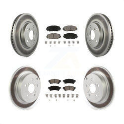 Front Rear Coated Disc Brake Rotors And Ceramic Pads Kit For 2012-2018 Toyota Prius V KGC-101137