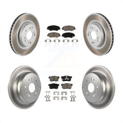 Front Rear Coated Disc Brake Rotors And Ceramic Pads Kit For 2012-2016 Honda CR-V FWD KGC-101217