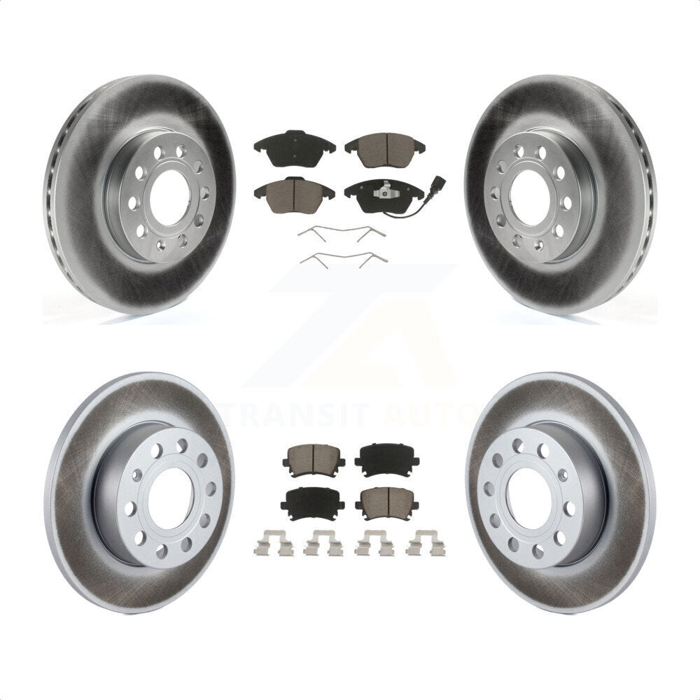 Front Rear Coated Disc Brake Rotors And Ceramic Pads Kit For 2006-2009 Volkswagen Rabbit KGC-101224 by Transit Auto