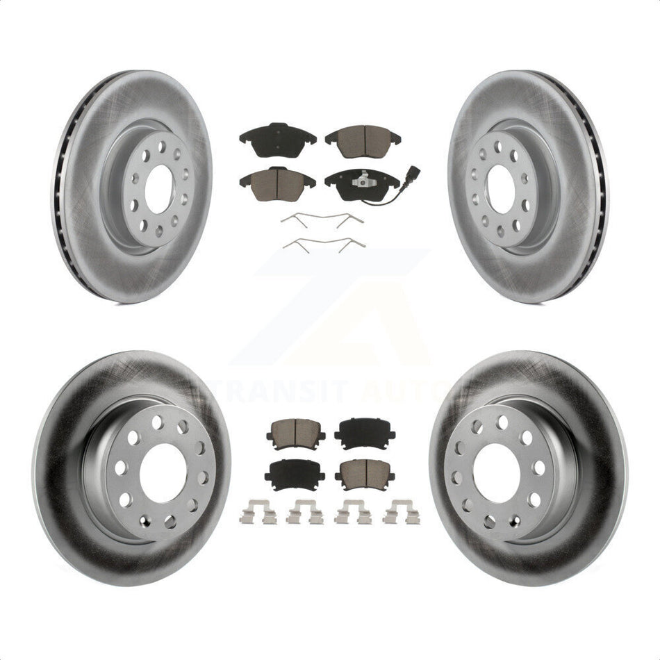 Front Rear Coated Disc Brake Rotors And Ceramic Pads Kit For 2011 Volkswagen GTI KGC-101230 by Transit Auto