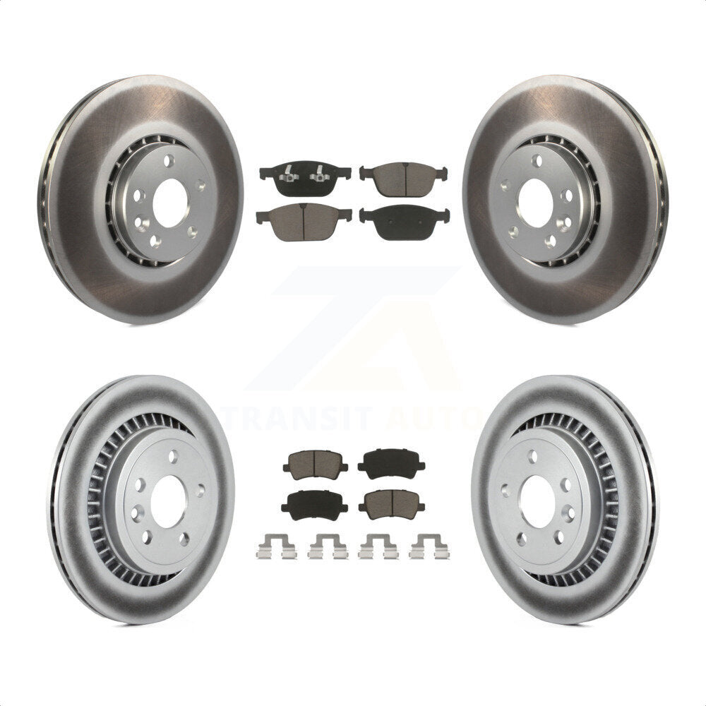 Front Rear Coated Disc Brake Rotors And Ceramic Pads Kit For 2010-2015 Volvo XC60 KGC-101254 by Transit Auto