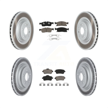 Front Rear Coated Disc Brake Rotors And Ceramic Pads Kit For 2016-2017 Mercedes-Benz GLE400 Without Sport Package KGC-101280 by Transit Auto