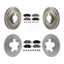 Front Rear Coated Disc Brake Rotors And Ceramic Pads Kit For 2016 Ford Transit-350 HD With 5 Lug Wheels KGC-101287