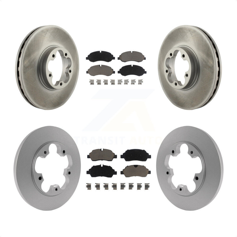 Front Rear Coated Disc Brake Rotors And Ceramic Pads Kit For 2016 Ford Transit-350 HD With 5 Lug Wheels KGC-101287 by Transit Auto