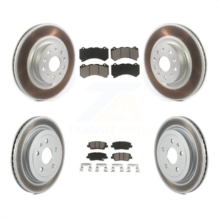 Front Rear Coated Disc Brake Rotors And Ceramic Pads Kit For 2016 Cadillac CTS Vsport Premium with RWD With Performance Lining KGC-101291 by Transit Auto