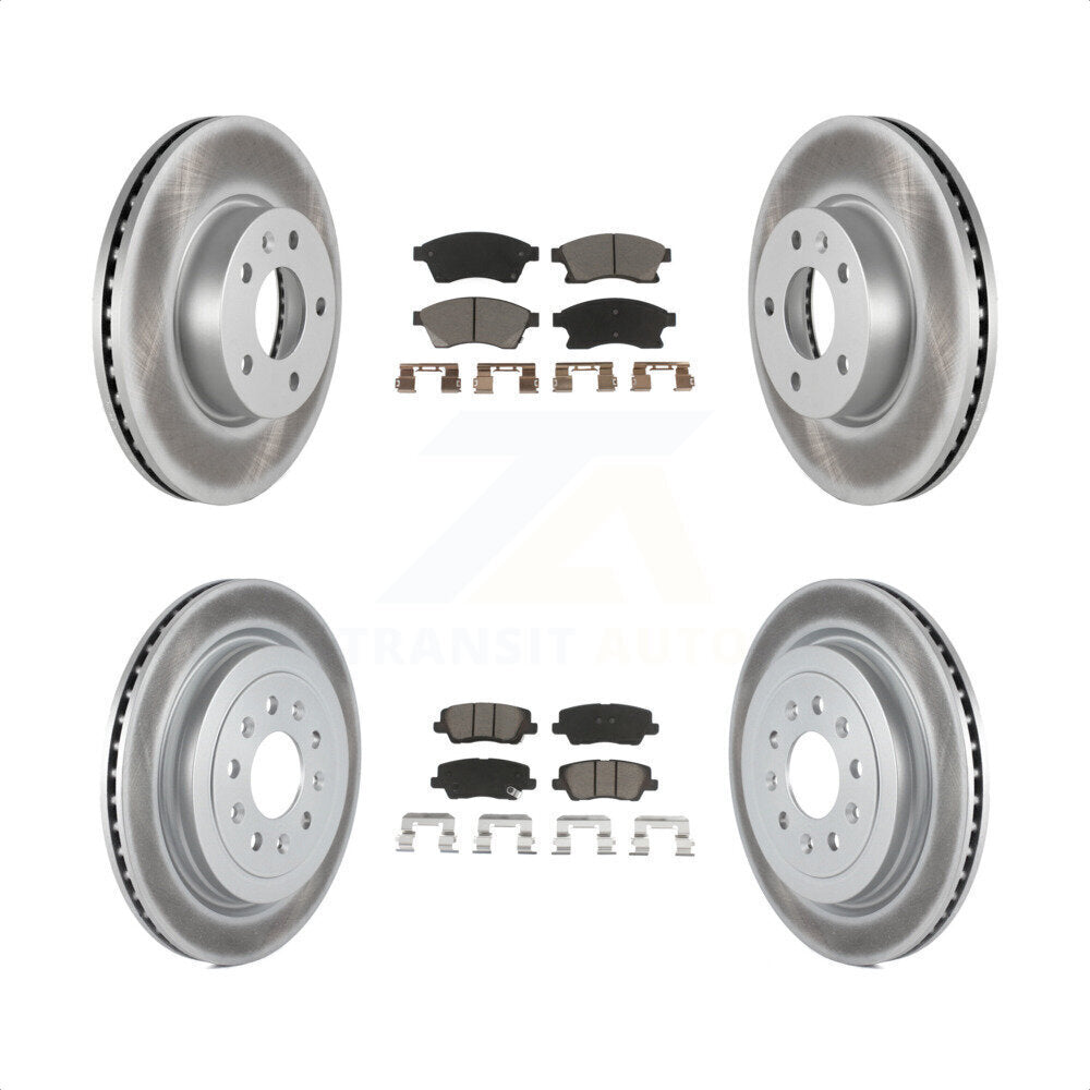 Front Rear Coated Disc Brake Rotors And Ceramic Pads Kit For 2013-2015 Cadillac ATS With 300mm Diameter Rotor KGC-101309 by Transit Auto