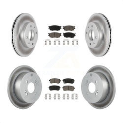 Front Rear Coated Disc Brake Rotors And Ceramic Pads Kit For 2006 Hyundai Accent Hatchback KGC-101322