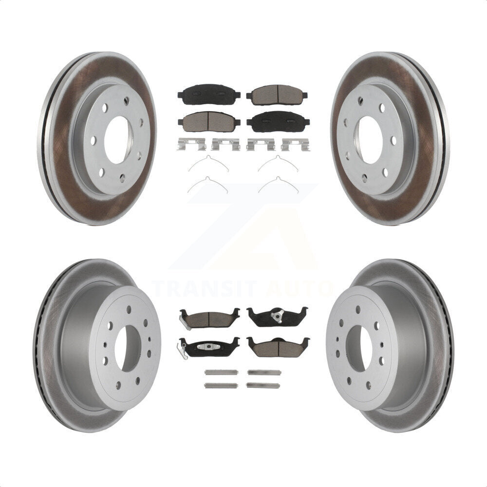 Front Rear Coated Disc Brake Rotors And Ceramic Pads Kit For Ford F-150 Lincoln Mark LT 4WD KGC-101364 by Transit Auto