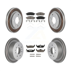 Front Rear Coated Disc Brake Rotors And Ceramic Pads Kit For Ford F-150 Lincoln Mark LT 4WD KGC-101364
