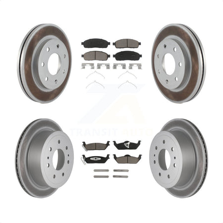 Front Rear Coated Disc Brake Rotors And Ceramic Pads Kit For Ford F-150 Lincoln Mark LT 4WD KGC-101364 by Transit Auto