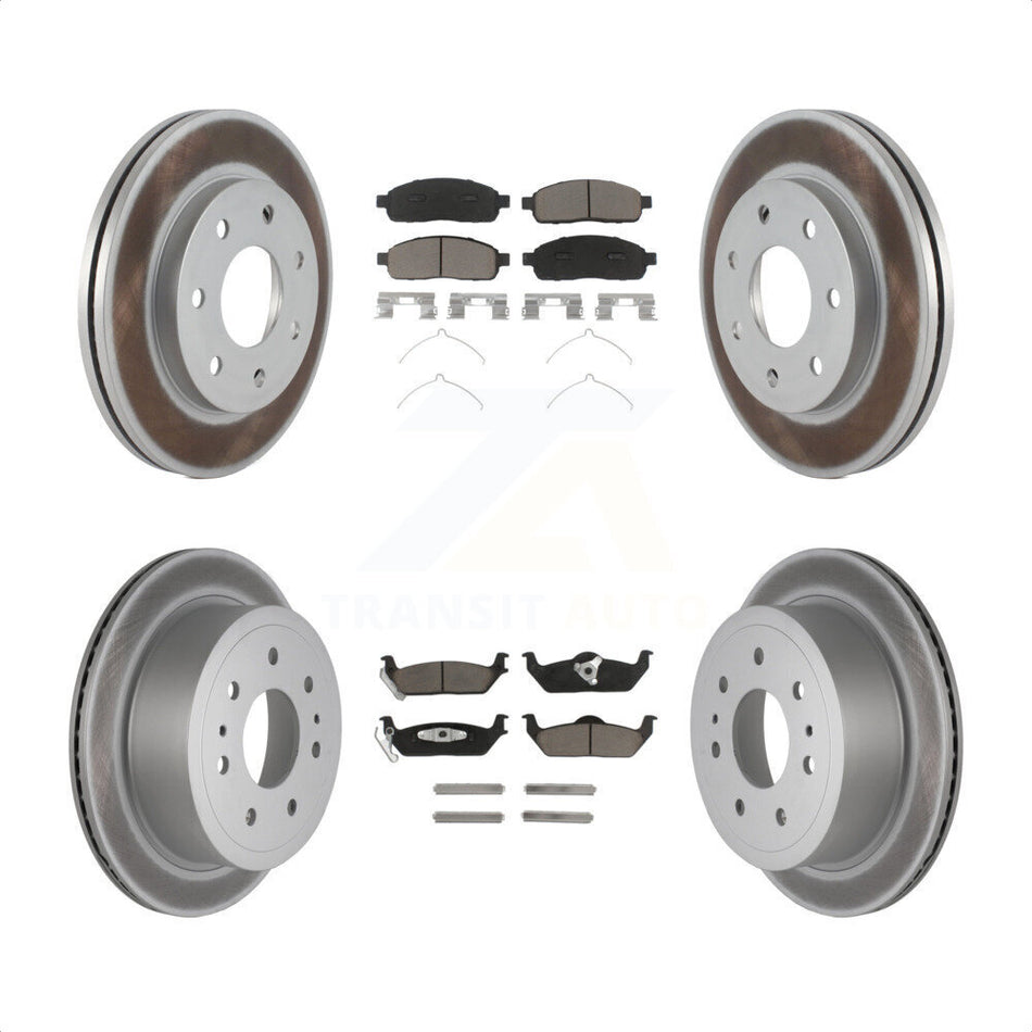 Front Rear Coated Disc Brake Rotors And Ceramic Pads Kit For Ford F-150 Lincoln Mark LT 4WD KGC-101364 by Transit Auto