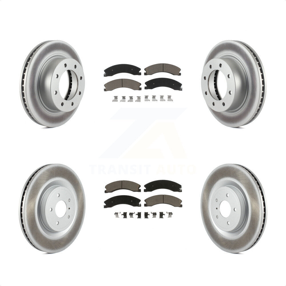 Front Rear Coated Disc Brake Rotors And Ceramic Pads Kit For Nissan NV2500 NV3500 NV1500 KGC-101385 by Transit Auto