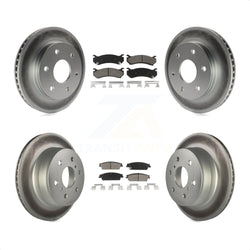 Front Rear Coated Disc Brake Rotors And Ceramic Pads Kit For 2007 Chevrolet Silverado 1500 rear brakes KGC-101396