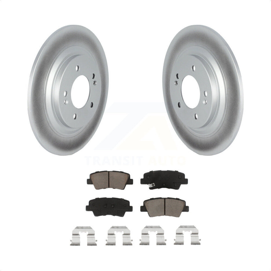 Rear Coated Disc Brake Rotors And Ceramic Pads Kit For 2017 Kia Cadenza Limited Technology With Electric Parking KGC-101427 by Transit Auto