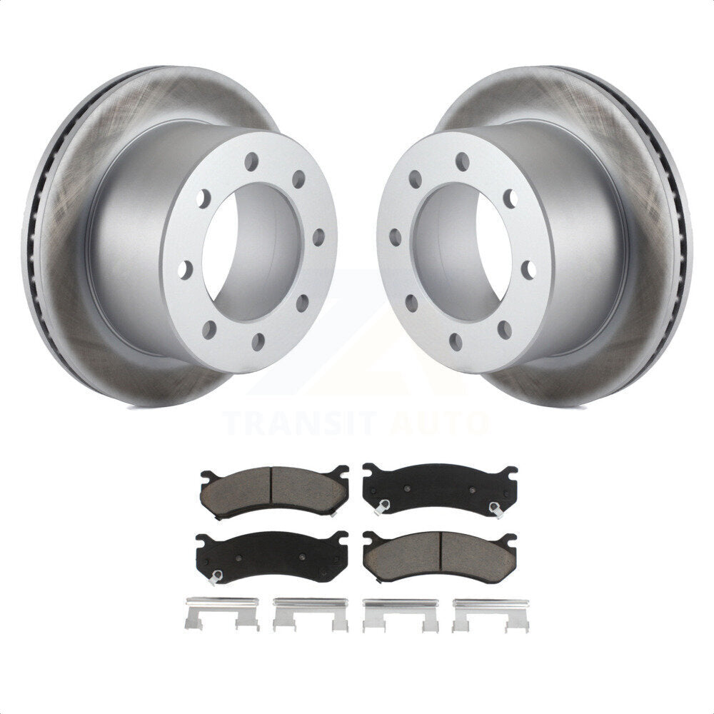 Rear Coated Disc Brake Rotors And Ceramic Pads Kit For 2007 GMC Sierra 3500 Classic With 12000 Lb GVW KGC-101498 by Transit Auto