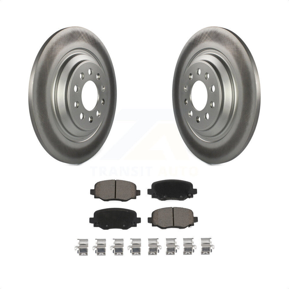 Rear Coated Disc Brake Rotors And Ceramic Pads Kit For 2014-2021 Jeep Cherokee With Dual Piston Front Caliper KGC-101521 by Transit Auto