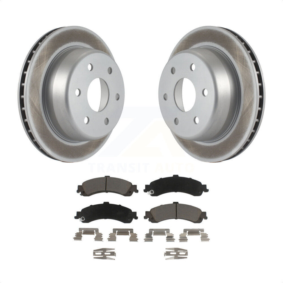 Rear Coated Disc Brake Rotors And Ceramic Pads Kit For Chevrolet Silverado 1500 GMC Tahoe Sierra Suburban Yukon Avalanche XL Cadillac Escalade ESV EXT KGC-101679 by Transit Auto