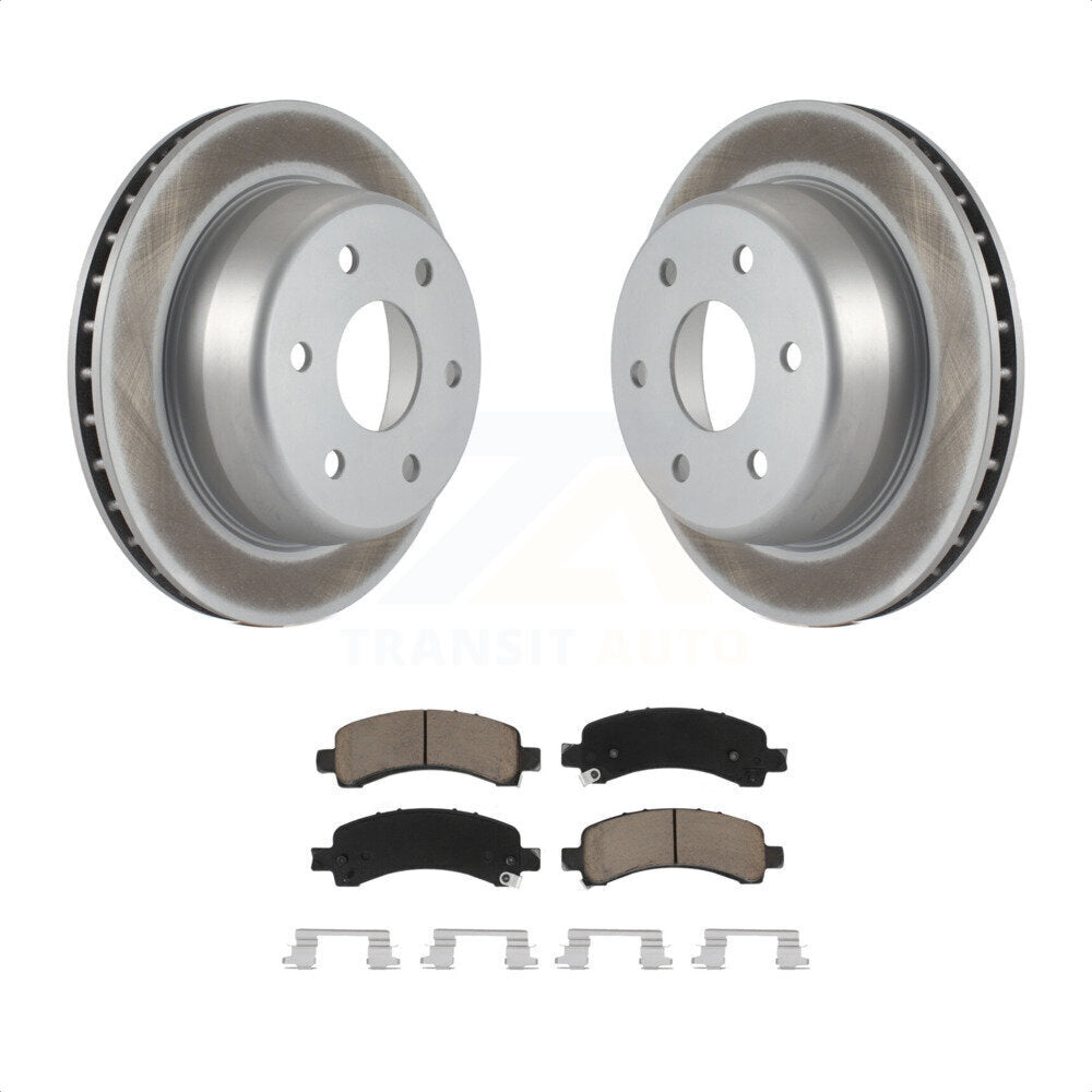 Rear Coated Disc Brake Rotors And Ceramic Pads Kit For Chevrolet Tahoe GMC Suburban 1500 Yukon Avalanche XL Express Cadillac Escalade Savana KGC-101683 by Transit Auto