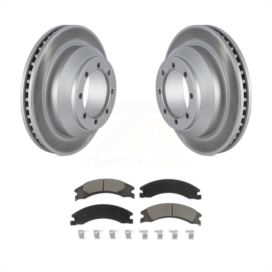 Rear Coated Disc Brake Rotors And Ceramic Pads Kit For Ford E-350 Super Duty Econoline With Dual Wheels KGC-101703