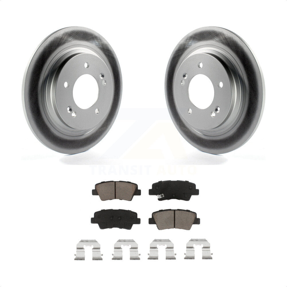 Rear Coated Disc Brake Rotors And Ceramic Pads Kit For Kia Optima Hyundai Sonata Soul EV KGC-101727 by Transit Auto