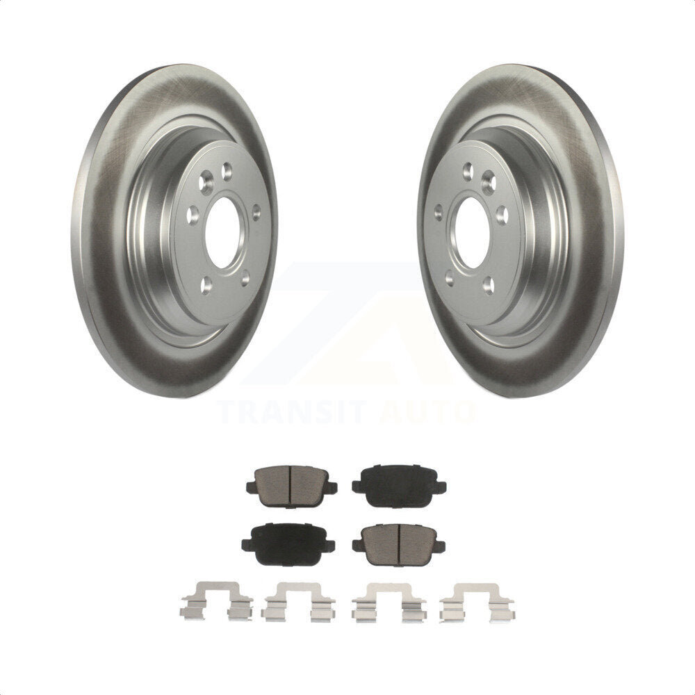 Rear Coated Disc Brake Rotors And Ceramic Pads Kit For 2008-2011 Volvo S80 FWD With Electric Parking KGC-101819 by Transit Auto