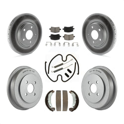 Front Rear Coated Disc Brake Rotors Ceramic Pads And Drum Kit (7Pc) For 2006 Pontiac Pursuit With Brakes KGC-101917