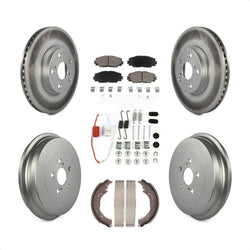 Front Rear Coated Disc Brake Rotors Ceramic Pads And Drum Kit (7Pc) For Toyota Corolla KGC-101926