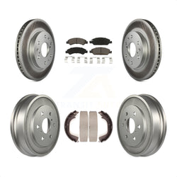 Front Rear Coated Disc Brake Rotors Ceramic Pads And Drum Kit For 2008-2008 Chevrolet Silverado 1500 GMC Sierra With Vehicles Using Hold Down Pins KGC-102010