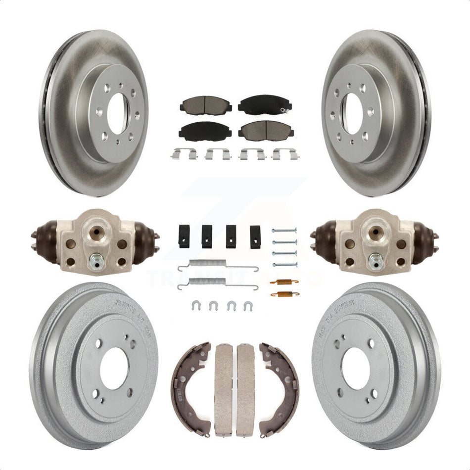 Front Rear Coated Disc Brake Rotors Ceramic Pads And Drum Kit (9Pc) For Honda Insight KGC-102088 by Transit Auto