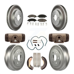 Front Rear Coated Disc Brake Rotors Ceramic Pads And Drum Kit (9Pc) For Chevrolet Silverado 1500 GMC Sierra Classic KGC-102090
