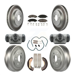 Front Rear Coated Disc Brake Rotors Ceramic Pads And Drum Kit (9Pc) For Chevrolet Silverado 1500 GMC Sierra Classic KGC-102091
