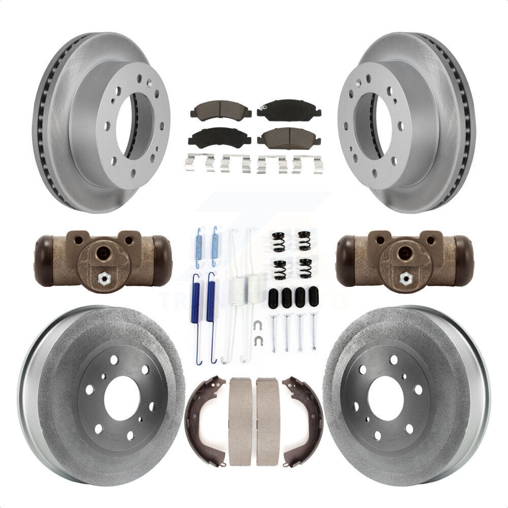 Front Rear Coated Disc Brake Rotors Ceramic Pads And Drum Kit (9Pc) For 2011 Chevrolet Silverado 1500 Hybrid With 6400 Lb GVW KGC-102098 by Transit Auto