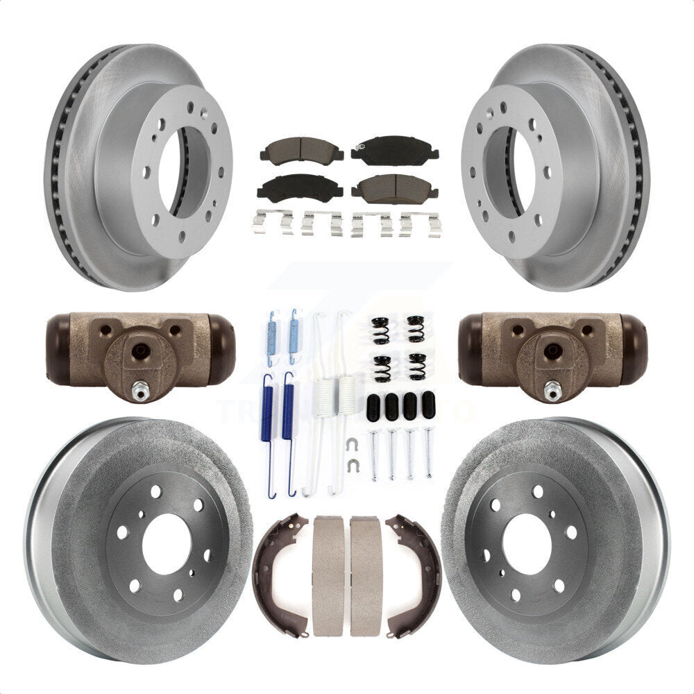 Front Rear Coated Disc Brake Rotors Ceramic Pads And Drum Kit (9Pc) For 2011 Chevrolet Silverado 1500 Hybrid With 7000 Lb GVW KGC-102099 by Transit Auto