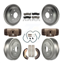 Front Rear Coated Disc Brake Rotors Ceramic Pads And Drum Kit (9Pc) For Chevrolet Silverado 1500 GMC Sierra Classic With 7000 Lb GVW KGC-102101