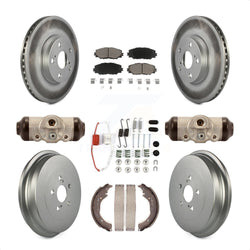 Front Rear Coated Disc Brake Rotors Ceramic Pads And Drum Kit (9Pc) For 2009-2013 Toyota Corolla KGC-102103
