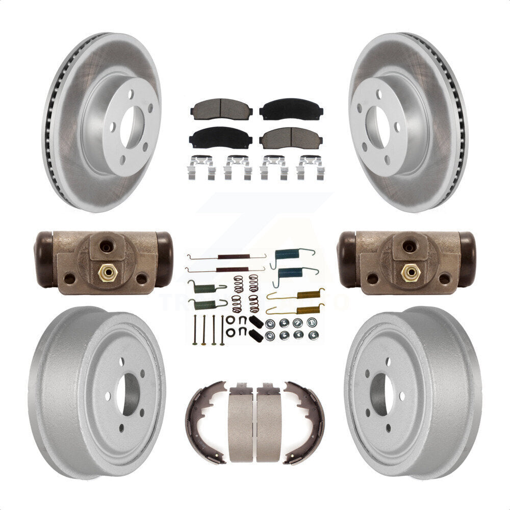 Front Rear Coated Disc Brake Rotors Ceramic Pads And Drum Kit (9Pc) For Ford Ranger Mazda B4000 With 10" Diameter KGC-102110 by Transit Auto